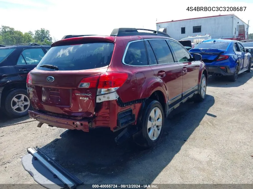 2012 Subaru Outback 2.5I Premium VIN: 4S4BRBGC3C3208687 Lot: 40055724