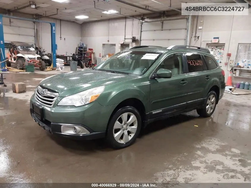 2012 Subaru Outback 2.5I Premium VIN: 4S4BRBCC6C3224727 Lot: 40066929