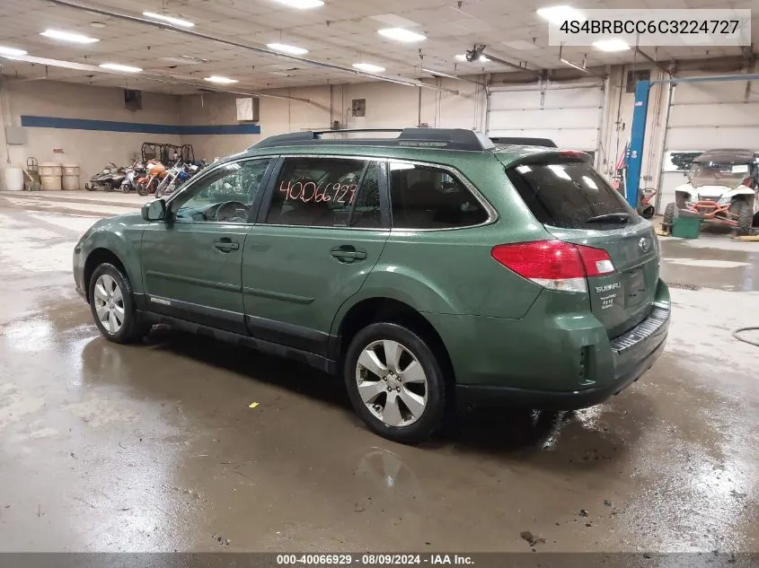 2012 Subaru Outback 2.5I Premium VIN: 4S4BRBCC6C3224727 Lot: 40066929