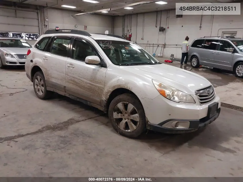 2012 Subaru Outback 2.5I VIN: 4S4BRBAC4C3218511 Lot: 40072376