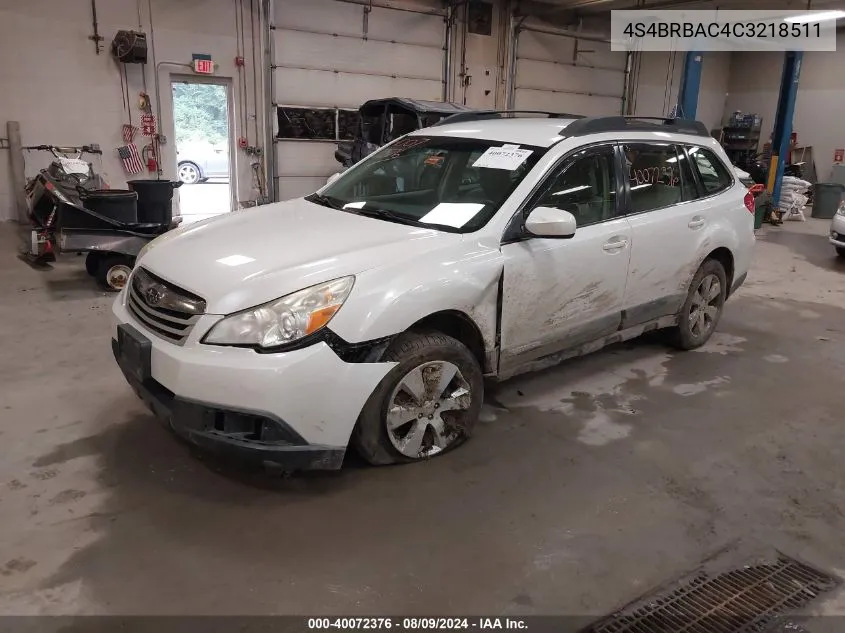 2012 Subaru Outback 2.5I VIN: 4S4BRBAC4C3218511 Lot: 40072376