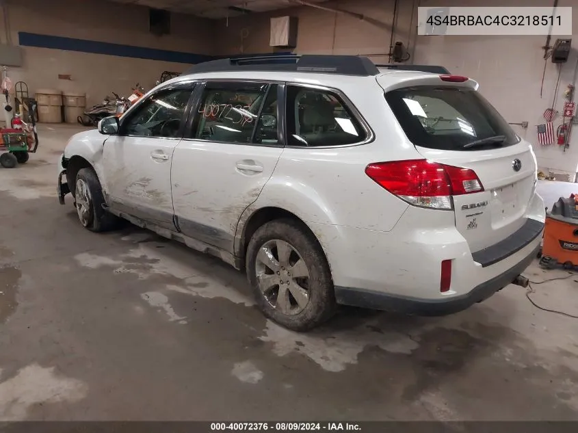 4S4BRBAC4C3218511 2012 Subaru Outback 2.5I