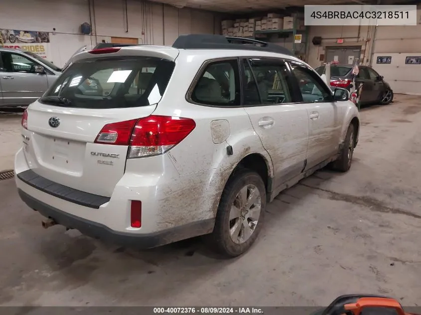 4S4BRBAC4C3218511 2012 Subaru Outback 2.5I