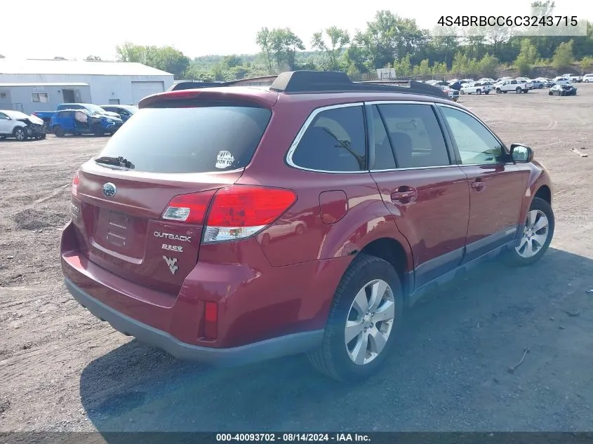 4S4BRBCC6C3243715 2012 Subaru Outback 2.5I Premium