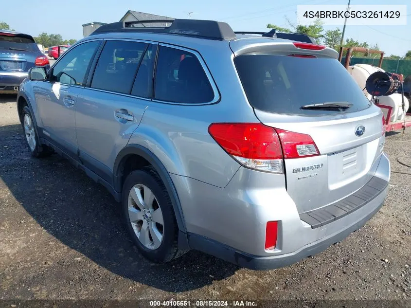 4S4BRBKC5C3261429 2012 Subaru Outback 2.5I Limited