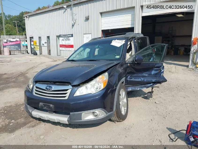 2012 Subaru Outback 2.5I Limited VIN: 4S4BRBLC4C3260450 Lot: 40118209