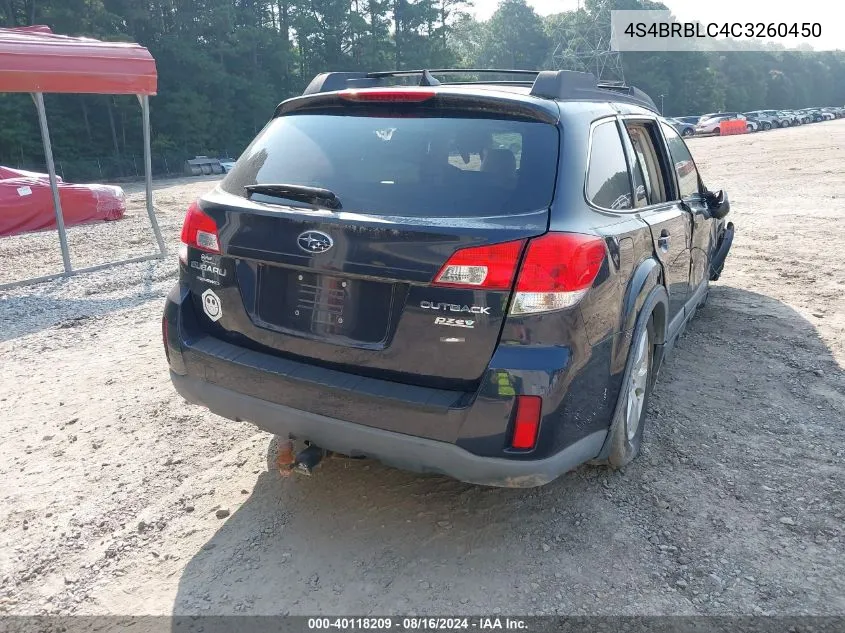 2012 Subaru Outback 2.5I Limited VIN: 4S4BRBLC4C3260450 Lot: 40118209