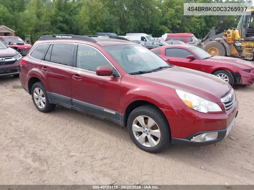 2012 Subaru Outback 2.5I Limited VIN: 4S4BRBKC0C3265937 Lot: 40123119