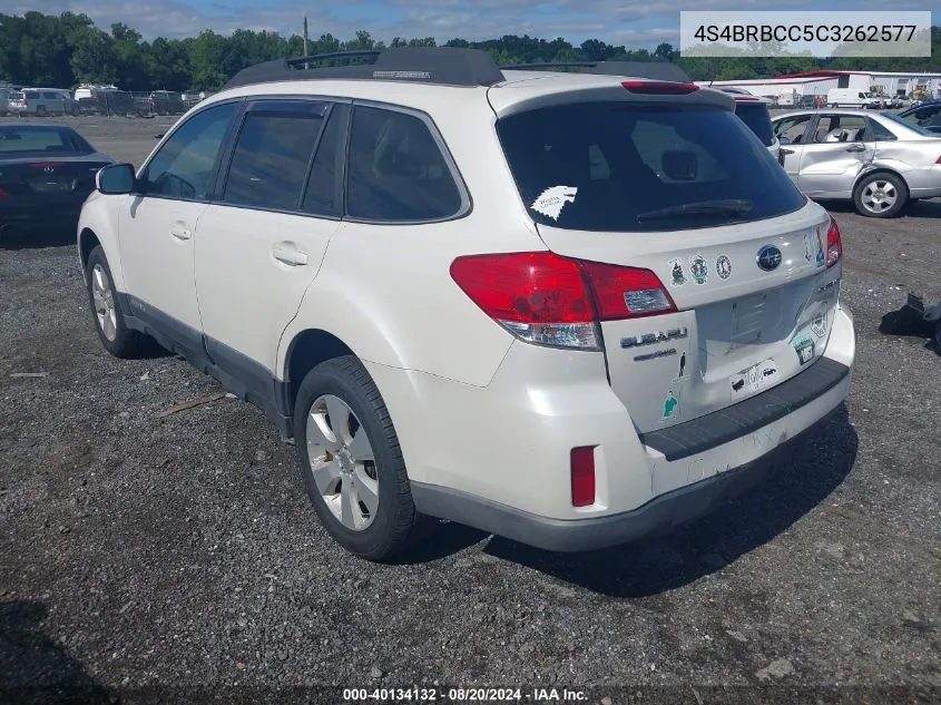 2012 Subaru Outback 2.5I Premium VIN: 4S4BRBCC5C3262577 Lot: 40134132