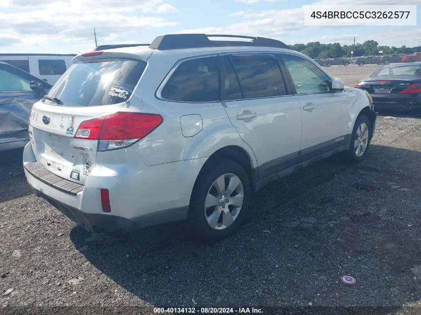 2012 Subaru Outback 2.5I Premium VIN: 4S4BRBCC5C3262577 Lot: 40134132