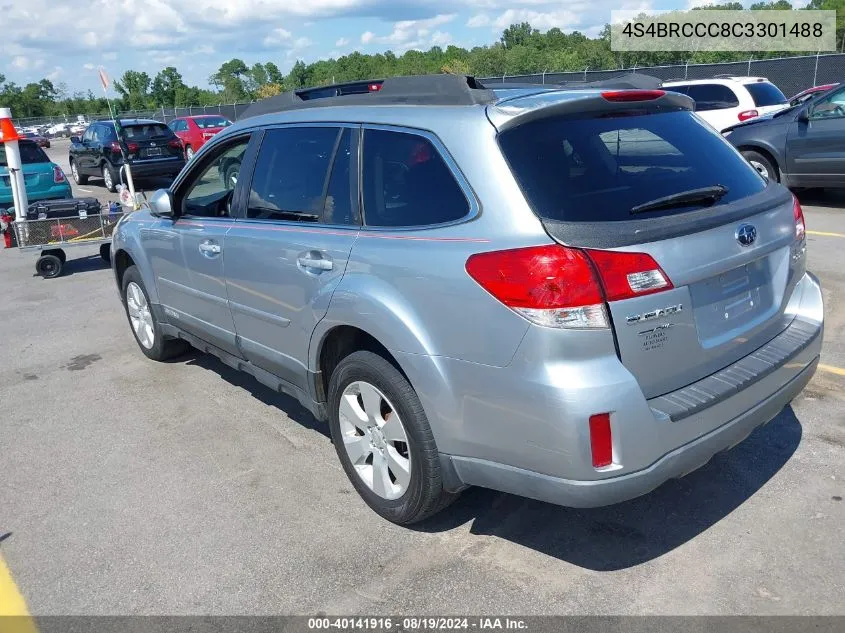 2012 Subaru Outback 2.5I Premium VIN: 4S4BRCCC8C3301488 Lot: 40141916