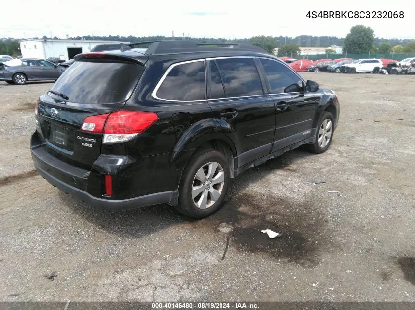 2012 Subaru Outback 2.5I Limited VIN: 4S4BRBKC8C3232068 Lot: 40146480