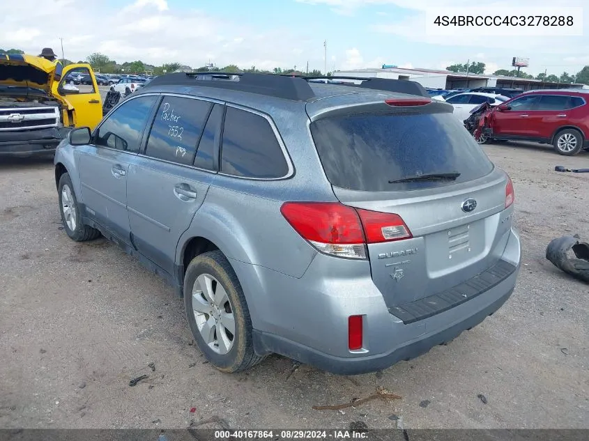 2012 Subaru Outback 2.5I Premium VIN: 4S4BRCCC4C3278288 Lot: 40167864