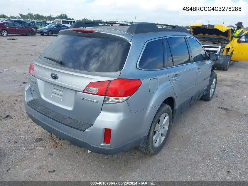 2012 Subaru Outback 2.5I Premium VIN: 4S4BRCCC4C3278288 Lot: 40167864