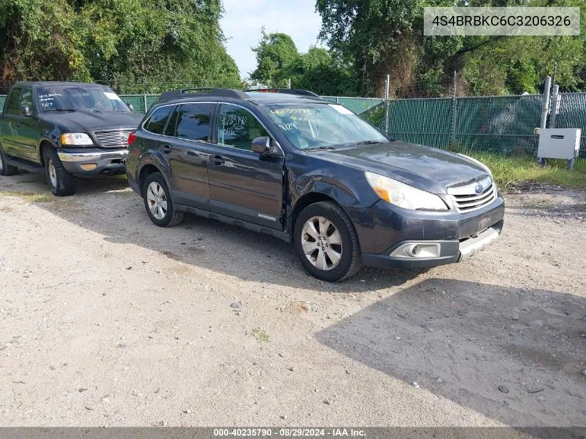 2012 Subaru Outback 2.5I Limited VIN: 4S4BRBKC6C3206326 Lot: 40235790