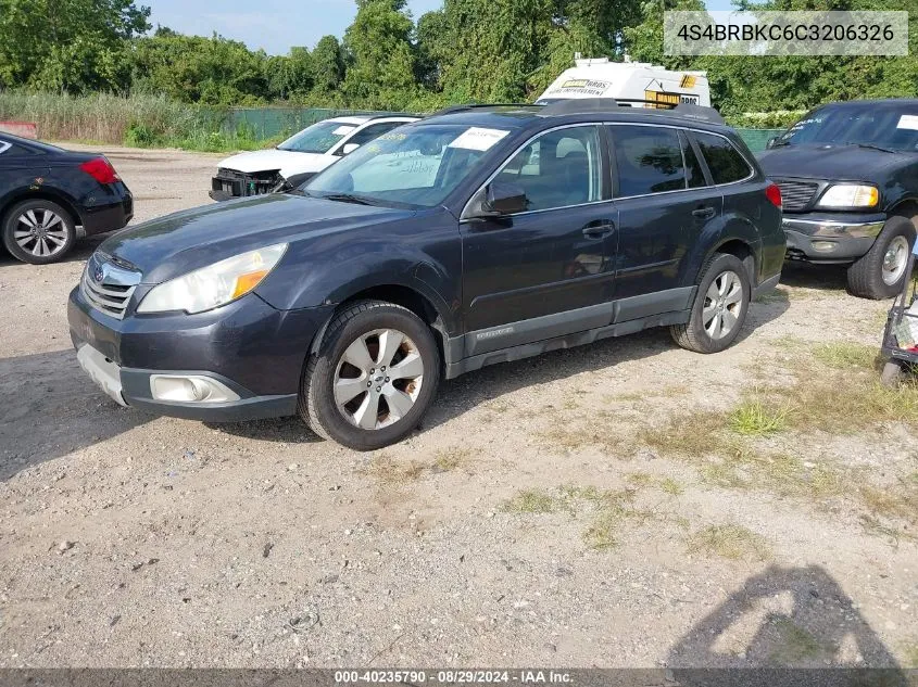 2012 Subaru Outback 2.5I Limited VIN: 4S4BRBKC6C3206326 Lot: 40235790