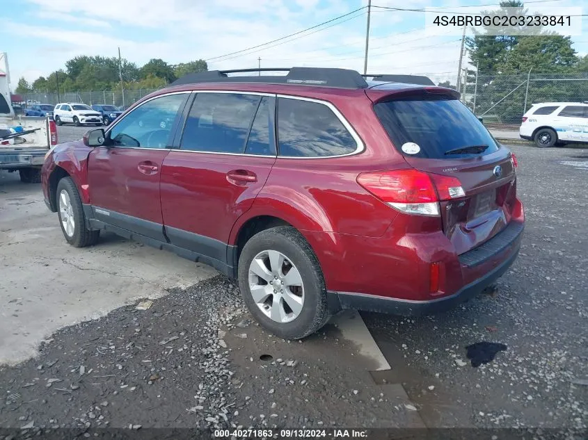 2012 Subaru Outback 2.5I Premium VIN: 4S4BRBGC2C3233841 Lot: 40271863