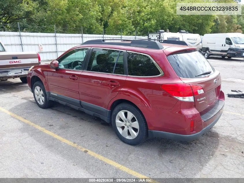 2012 Subaru Outback 2.5I Premium VIN: 4S4BRCCCXC3239835 Lot: 40293638