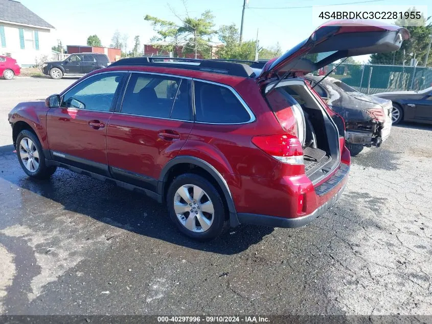 2012 Subaru Outback 3.6R Limited VIN: 4S4BRDKC3C2281955 Lot: 40297996