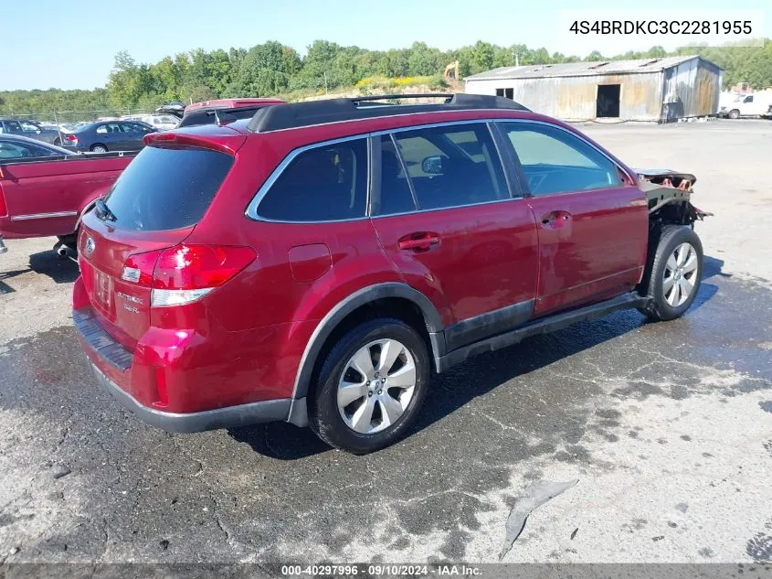 2012 Subaru Outback 3.6R Limited VIN: 4S4BRDKC3C2281955 Lot: 40297996