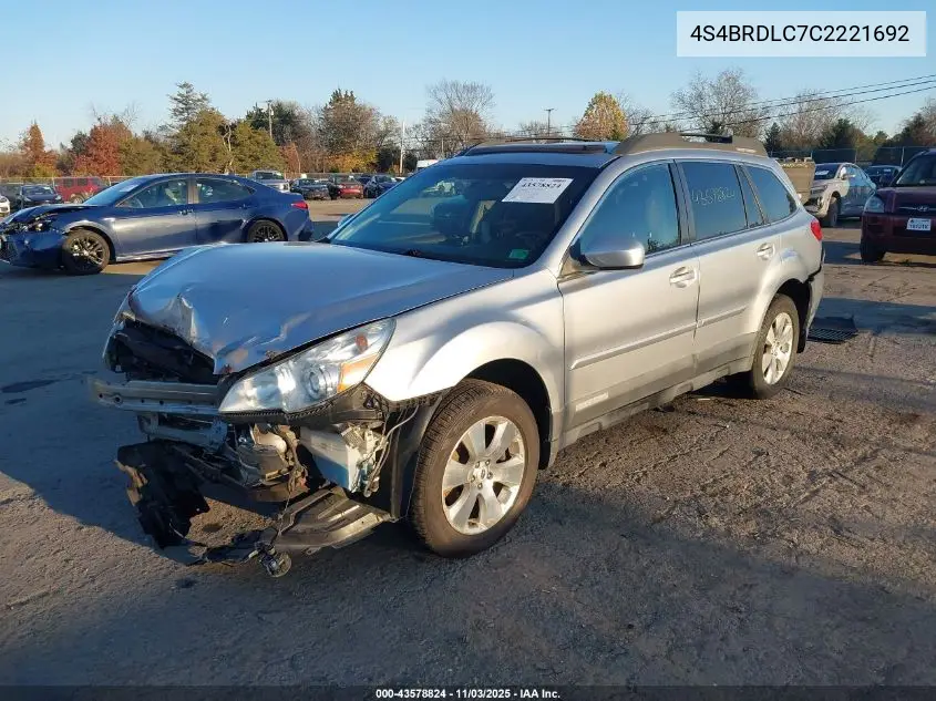4S4BRDLC7C2221692 2012 Subaru Outback 3.6R Limited