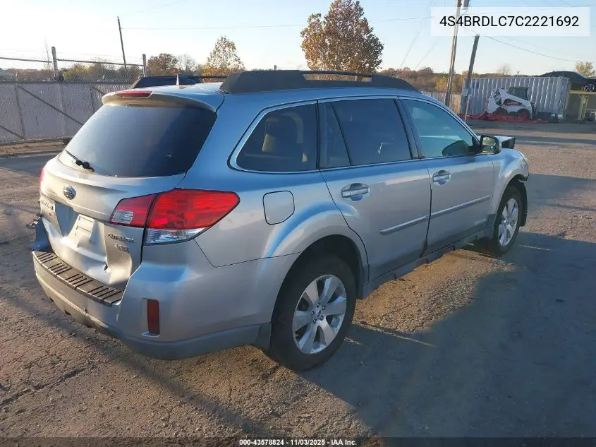 4S4BRDLC7C2221692 2012 Subaru Outback 3.6R Limited