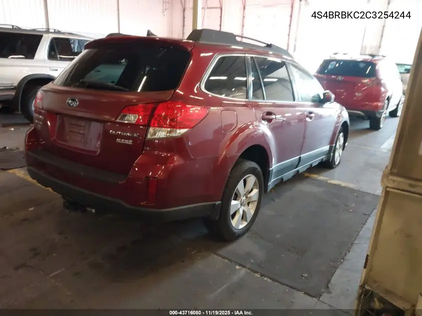 4S4BRBKC2C3254244 2012 Subaru Outback 2.5I Limited