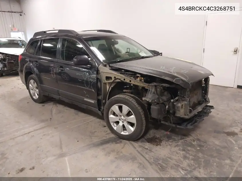 4S4BRCKC4C3268751 2012 Subaru Outback 2.5I Limited
