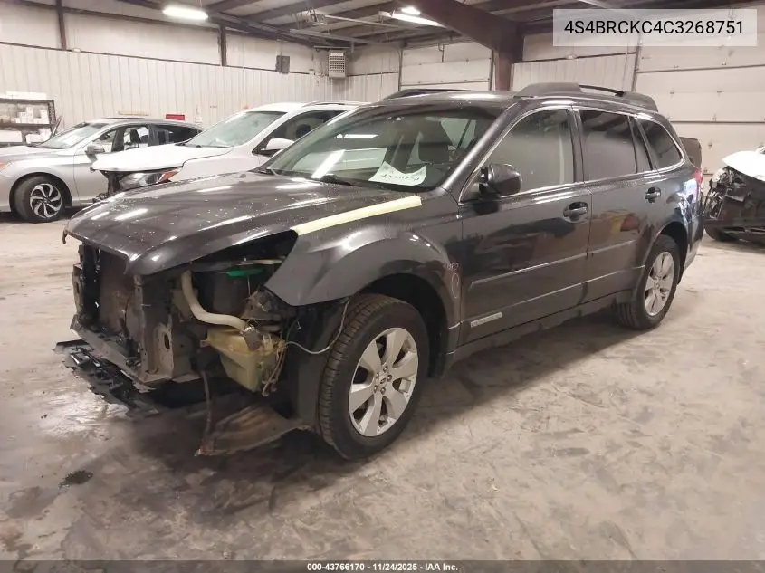 4S4BRCKC4C3268751 2012 Subaru Outback 2.5I Limited