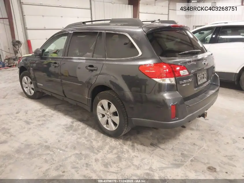 4S4BRCKC4C3268751 2012 Subaru Outback 2.5I Limited
