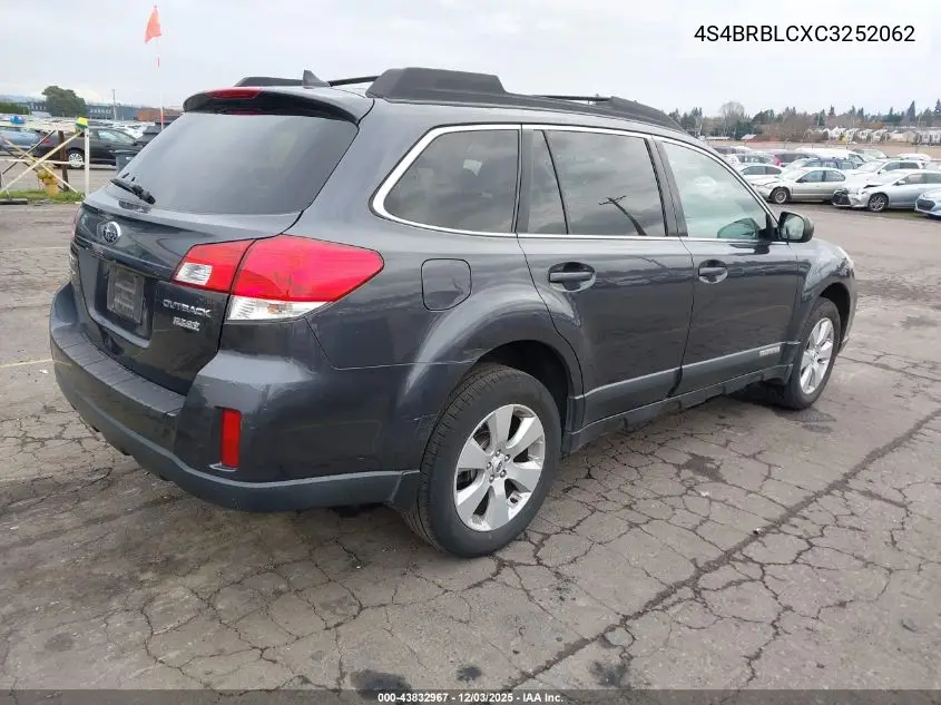 4S4BRBLCXC3252062 2012 Subaru Outback 2.5I Limited
