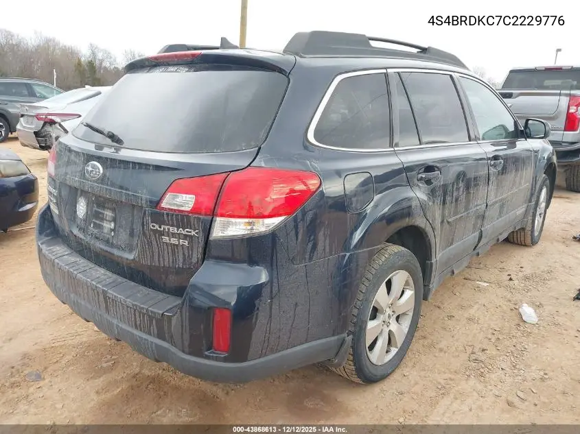 4S4BRDKC7C2229776 2012 Subaru Outback 3.6R Limited