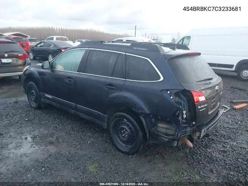 4S4BRBKC7C3233681 2012 Subaru Outback 2.5I Limited