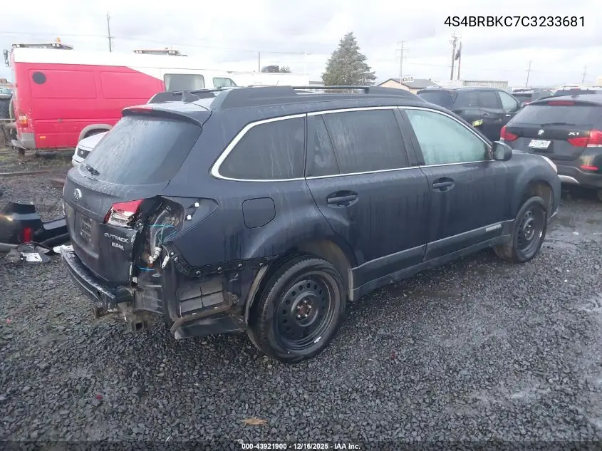 4S4BRBKC7C3233681 2012 Subaru Outback 2.5I Limited