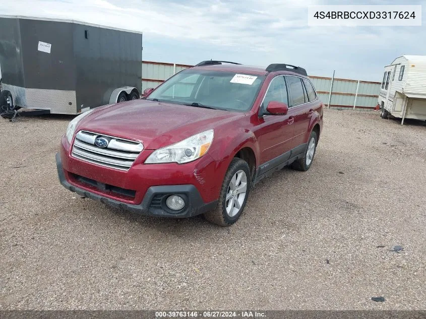 2013 Subaru Outback 2.5I Premium VIN: 4S4BRBCCXD3317624 Lot: 39763146