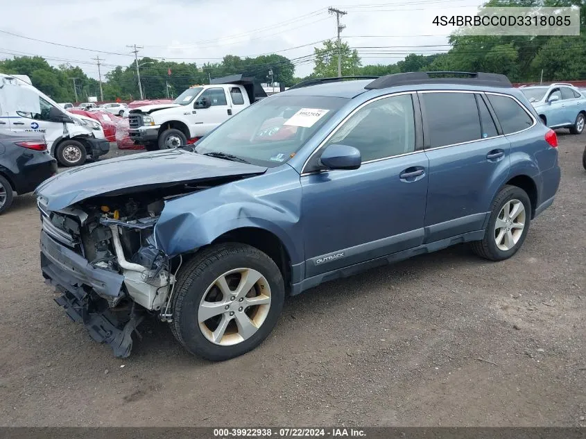 2013 Subaru Outback 2.5I Premium VIN: 4S4BRBCC0D3318085 Lot: 39922938