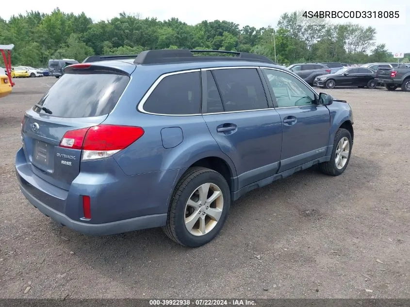 2013 Subaru Outback 2.5I Premium VIN: 4S4BRBCC0D3318085 Lot: 39922938