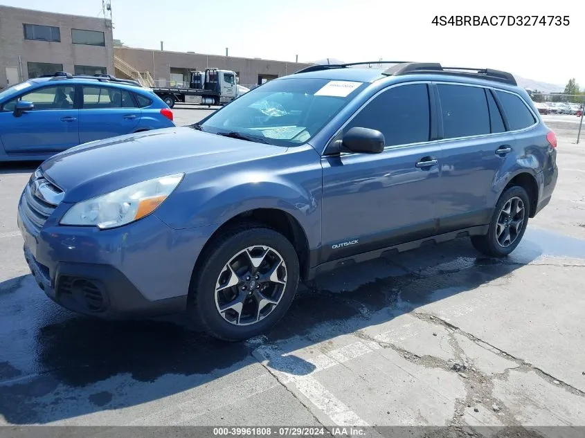 2013 Subaru Outback 2.5I VIN: 4S4BRBAC7D3274735 Lot: 39961808