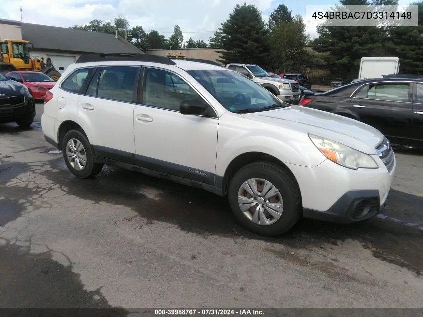 2013 Subaru Outback 2.5I VIN: 4S4BRBAC7D3314148 Lot: 39988767