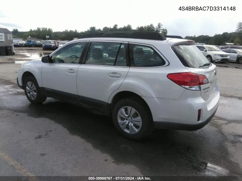 2013 Subaru Outback 2.5I VIN: 4S4BRBAC7D3314148 Lot: 39988767