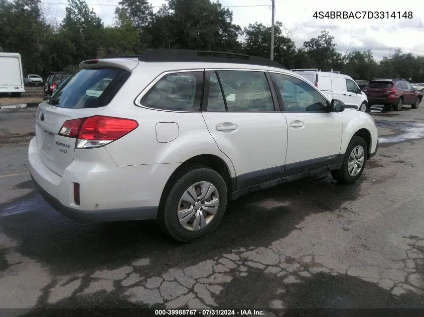 2013 Subaru Outback 2.5I VIN: 4S4BRBAC7D3314148 Lot: 39988767