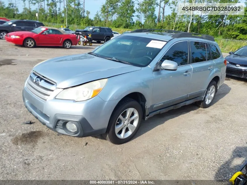 2013 Subaru Outback 2.5I Premium VIN: 4S4BRBGC7D3280932 Lot: 40003581