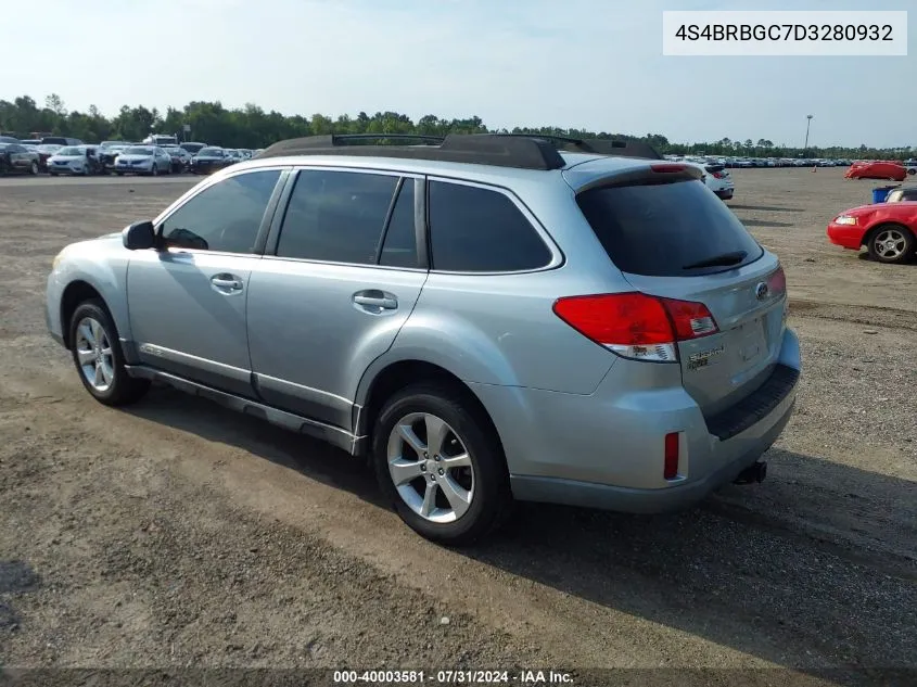 2013 Subaru Outback 2.5I Premium VIN: 4S4BRBGC7D3280932 Lot: 40003581