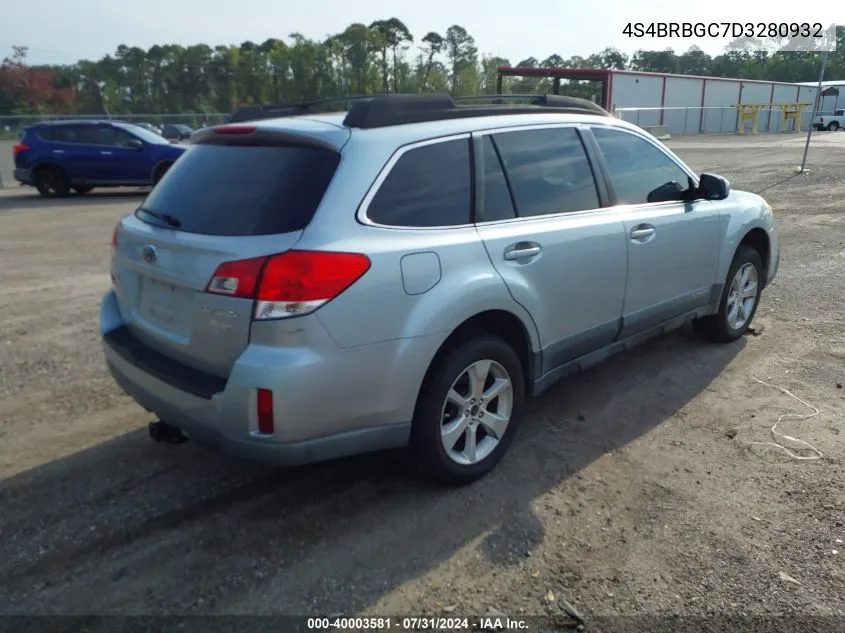 2013 Subaru Outback 2.5I Premium VIN: 4S4BRBGC7D3280932 Lot: 40003581