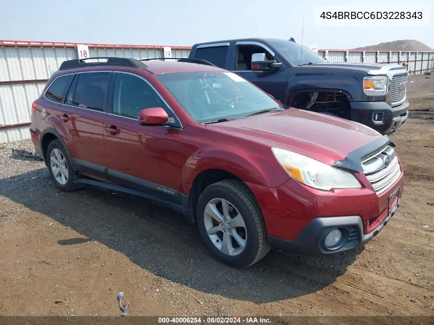 2013 Subaru Outback 2.5I Premium VIN: 4S4BRBCC6D3228343 Lot: 40006254