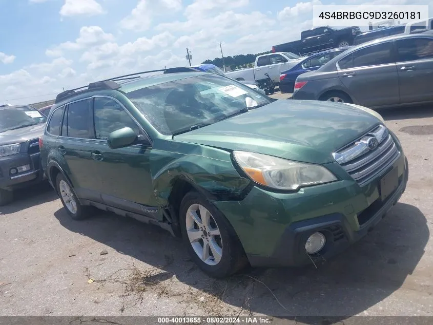 2013 Subaru Outback 2.5I Premium VIN: 4S4BRBGC9D3260181 Lot: 40013655