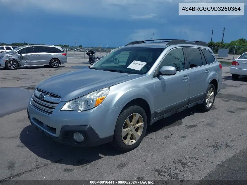 2013 Subaru Outback 2.5I Premium VIN: 4S4BRCGC9D3260364 Lot: 40016441