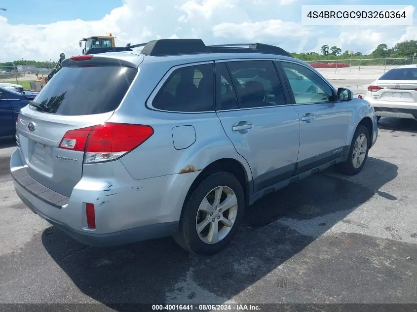 2013 Subaru Outback 2.5I Premium VIN: 4S4BRCGC9D3260364 Lot: 40016441