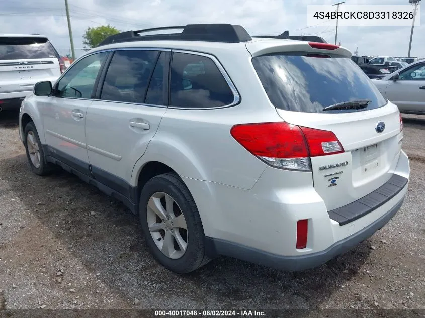 2013 Subaru Outback 2.5I Limited VIN: 4S4BRCKC8D3318326 Lot: 40017048