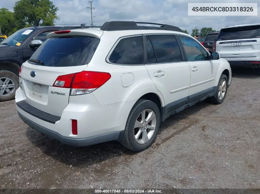 2013 Subaru Outback 2.5I Limited VIN: 4S4BRCKC8D3318326 Lot: 40017048